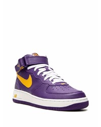 Baskets montantes en cuir violettes Nike