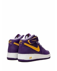 Baskets montantes en cuir violettes Nike