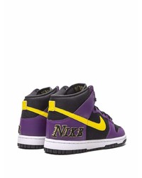 Baskets montantes en cuir violettes Nike