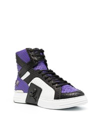 Baskets montantes en cuir violettes Philipp Plein