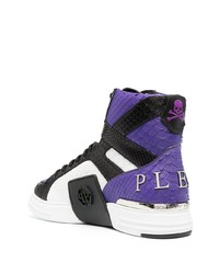 Baskets montantes en cuir violettes Philipp Plein