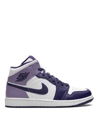 Baskets montantes en cuir violettes Jordan
