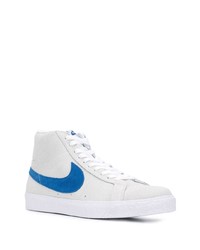 Baskets montantes en daim blanc et bleu Nike