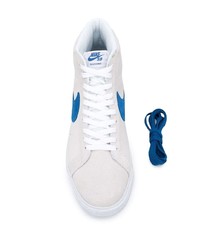 Baskets montantes en daim blanc et bleu Nike