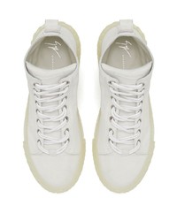 Baskets montantes en daim blanches Giuseppe Zanotti