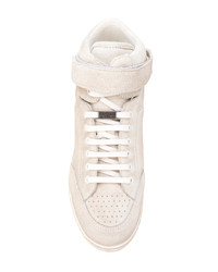 Baskets montantes en daim blanches Saint Laurent