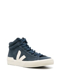 Baskets montantes en daim bleu marine et blanc Veja