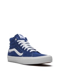 Baskets montantes en daim bleu marine et blanc Vans