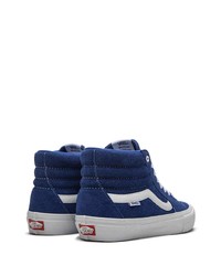 Baskets montantes en daim bleu marine et blanc Vans