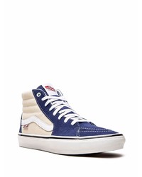 Baskets montantes en daim bleu marine et blanc Vans