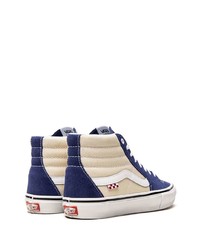 Baskets montantes en daim bleu marine et blanc Vans