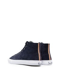 Baskets montantes en daim bleu marine Paul Smith