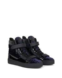 Baskets montantes en daim bleu marine Giuseppe Zanotti