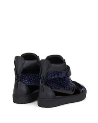 Baskets montantes en daim bleu marine Giuseppe Zanotti