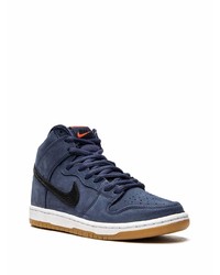 Baskets montantes en daim bleu marine Nike