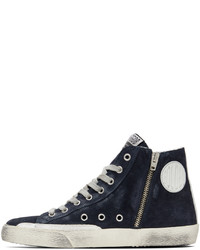 Baskets montantes en daim bleu marine Golden Goose