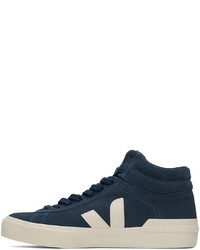 Baskets montantes en daim bleu marine Veja