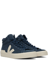 Baskets montantes en daim bleu marine Veja