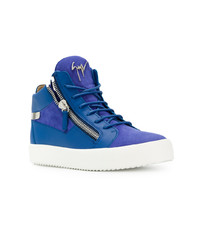 Baskets montantes en daim bleues Giuseppe Zanotti Design