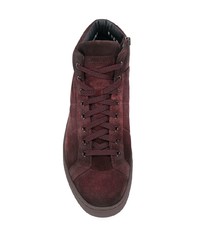 Baskets montantes en daim bordeaux Santoni