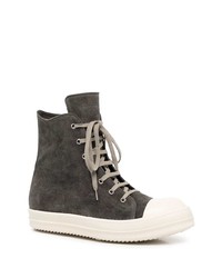 Baskets montantes en daim gris foncé Rick Owens