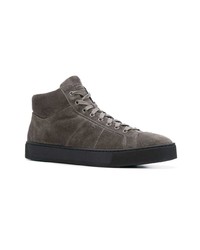 Baskets montantes en daim gris foncé Santoni