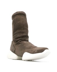 Baskets montantes en daim gris foncé Adidas By Rick Owens