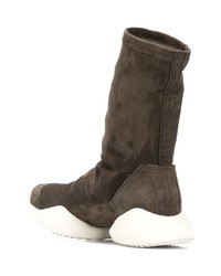 Baskets montantes en daim gris foncé Adidas By Rick Owens