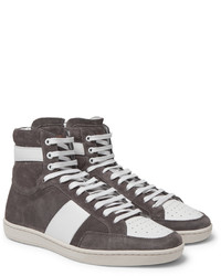 Baskets montantes en daim gris foncé Saint Laurent