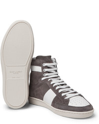 Baskets montantes en daim gris foncé Saint Laurent