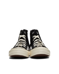 Baskets montantes en daim imprimées noires Converse