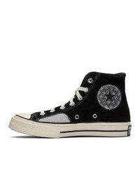 Baskets montantes en daim imprimées noires Converse