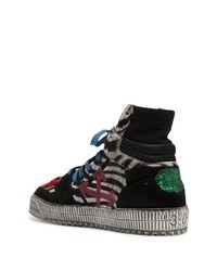 Baskets montantes en daim imprimées noires Off-White