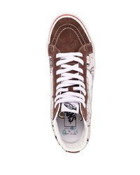 Baskets montantes en daim imprimées roses Vans