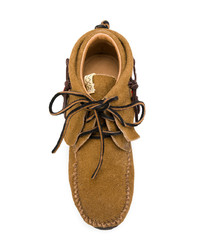 Baskets montantes en daim marron clair VISVIM