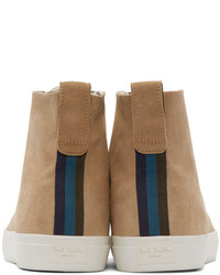 Baskets montantes en daim marron clair Paul Smith