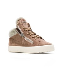 Baskets montantes en daim marron clair Giuseppe Zanotti Design