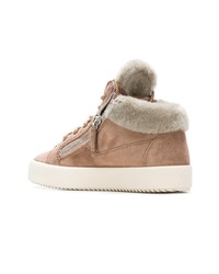 Baskets montantes en daim marron clair Giuseppe Zanotti Design