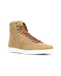 Baskets montantes en daim marron clair Saint Laurent