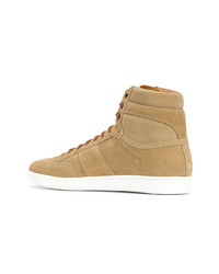 Baskets montantes en daim marron clair Saint Laurent