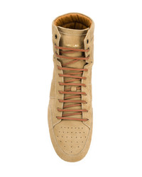 Baskets montantes en daim marron clair Saint Laurent