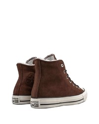 Baskets montantes en daim marron foncé Converse