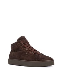 Baskets montantes en daim marron foncé Santoni