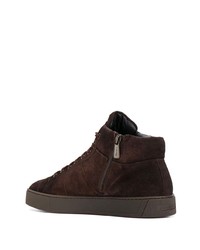 Baskets montantes en daim marron foncé Santoni