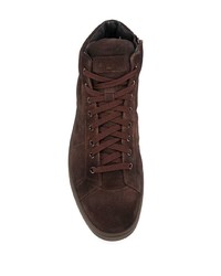 Baskets montantes en daim marron foncé Santoni