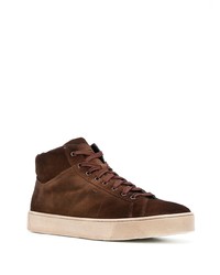 Baskets montantes en daim marron foncé Santoni