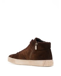 Baskets montantes en daim marron foncé Santoni