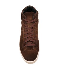 Baskets montantes en daim marron foncé Santoni