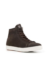 Baskets montantes en daim marron foncé Santoni