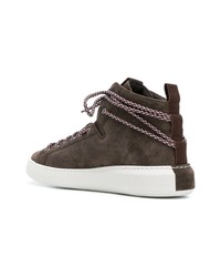 Baskets montantes en daim marron foncé Moncler